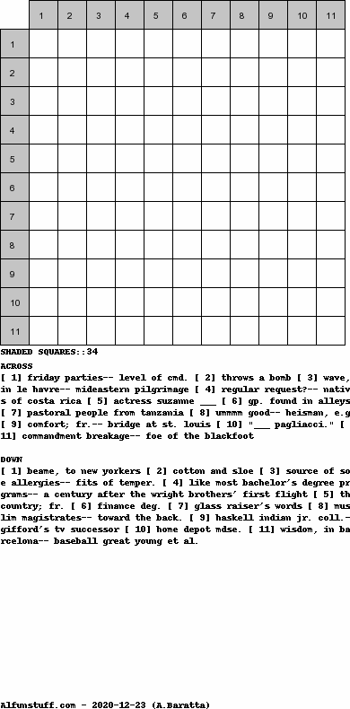 Diagramless Crosswords - puzzle 1