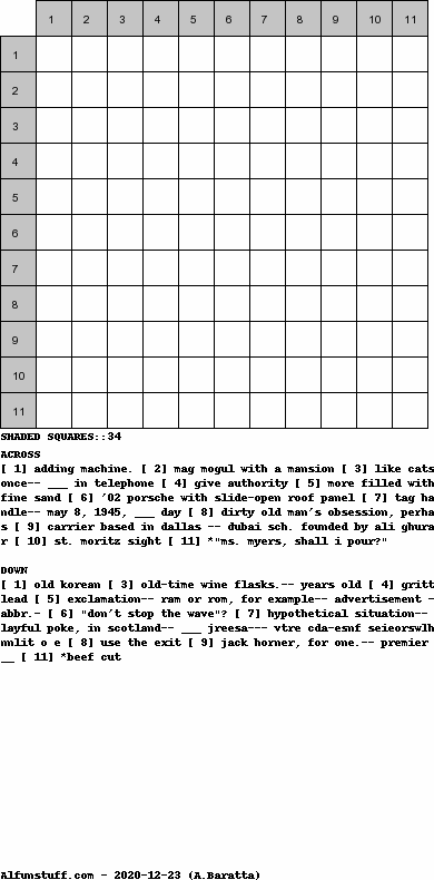 Diagramless Crosswords - puzzle 5
