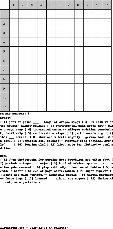 Diagramless Crosswords - puzzle 9