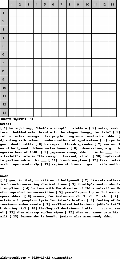 Diagramless Crosswords - puzzle 3