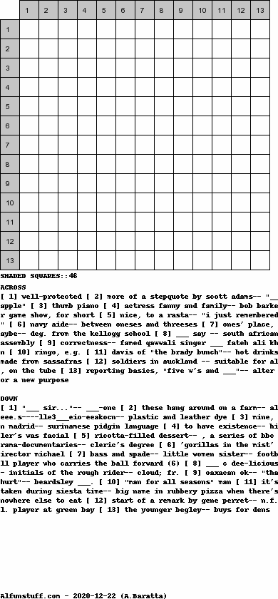 Diagramless Crosswords - puzzle 4