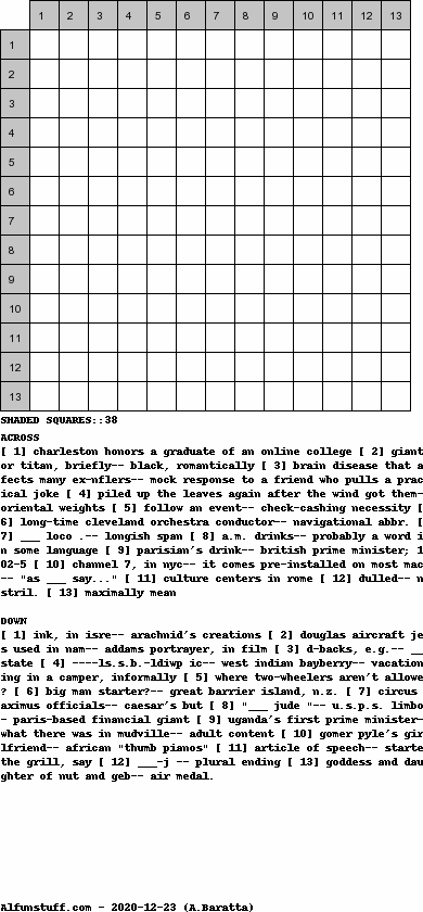 Diagramless Crosswords - puzzle 5