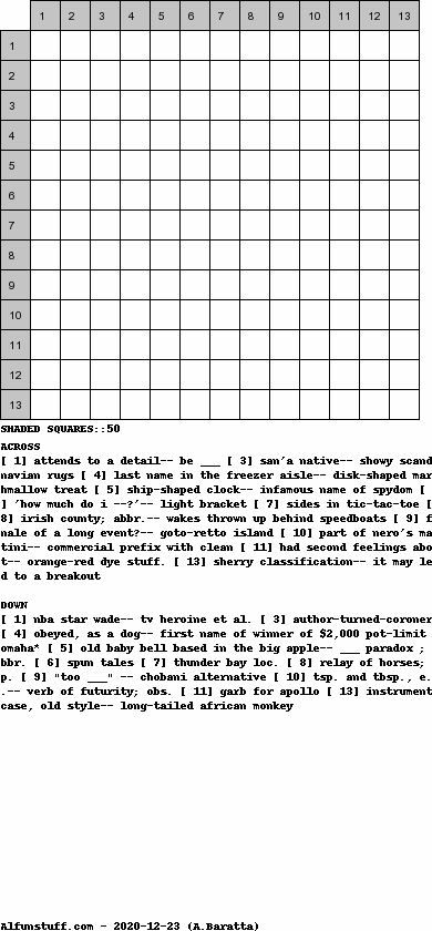 Diagramless Crosswords - puzzle 6