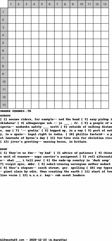 Diagramless Crosswords - puzzle 8