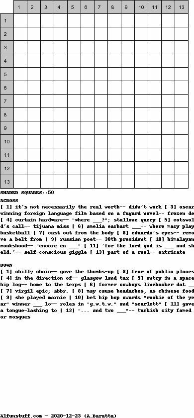 Diagramless Crosswords - puzzle 9