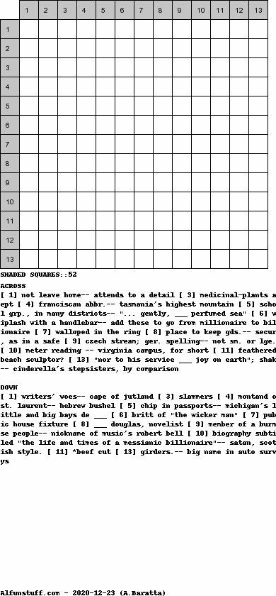 Diagramless Crosswords - puzzle 12