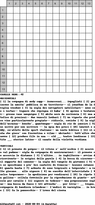 Cruciverba senza schema schema 3
