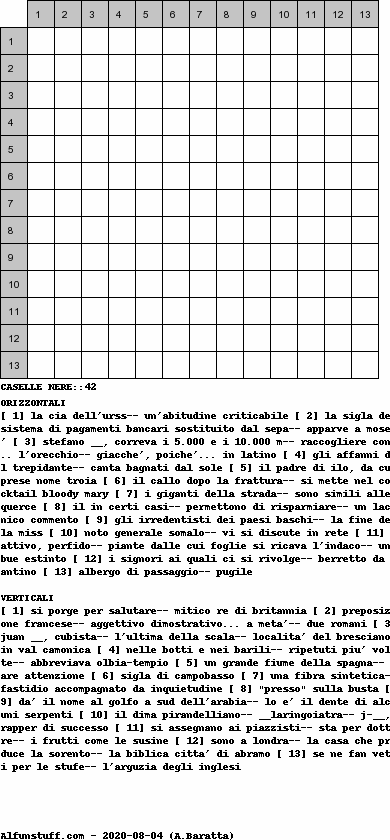 Cruciverba senza schema schema 8