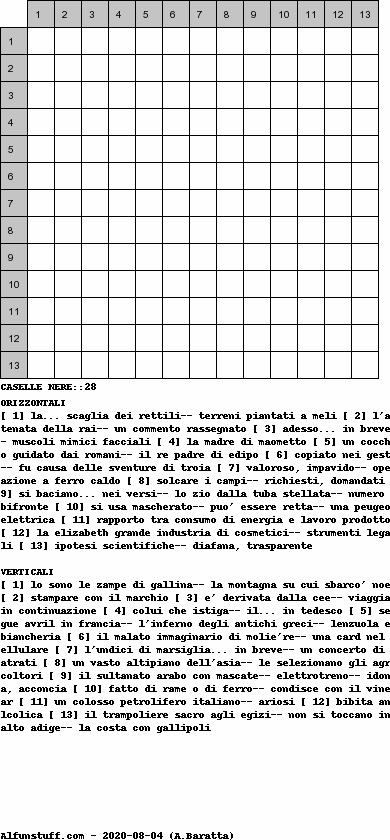 Cruciverba senza schema schema 9