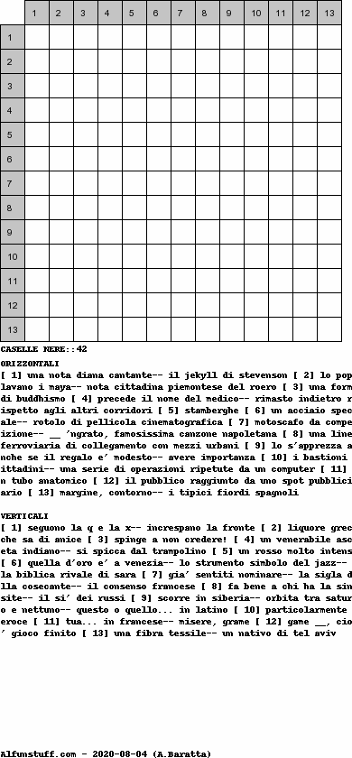 Cruciverba senza schema schema 10
