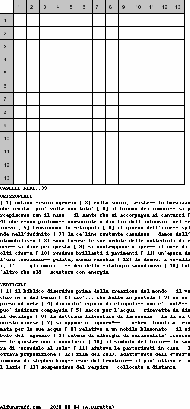 Cruciverba senza schema schema 12