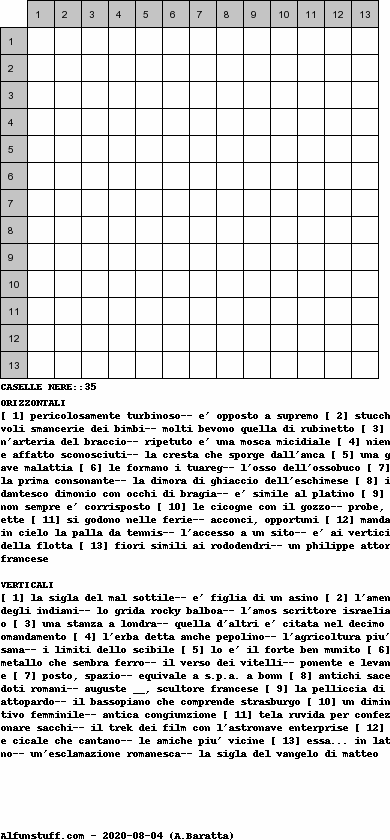 Cruciverba senza schema schema 14