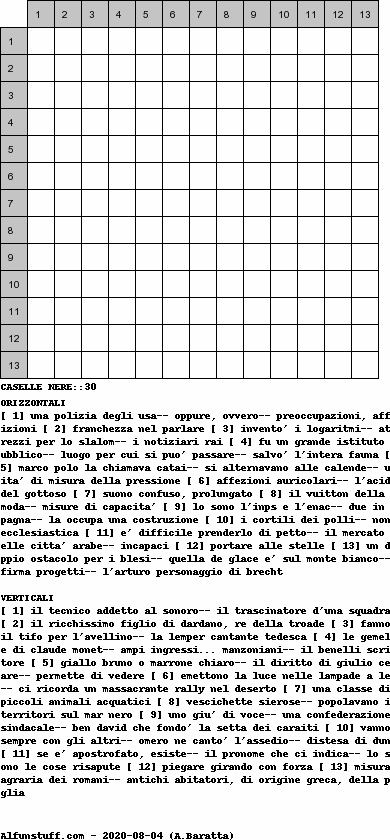 Cruciverba senza schema schema 17