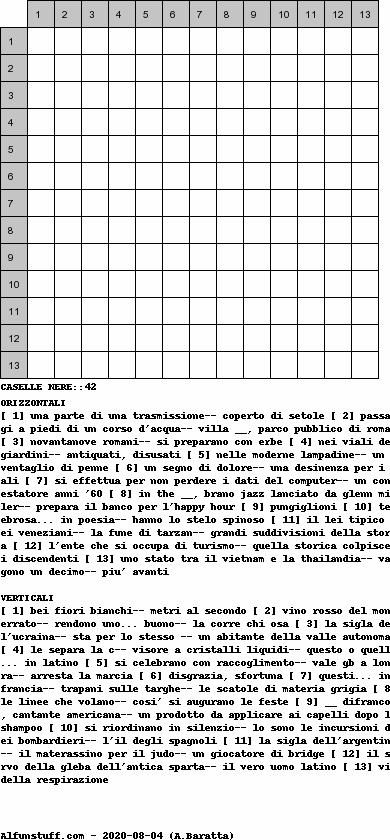 Cruciverba senza schema schema 18