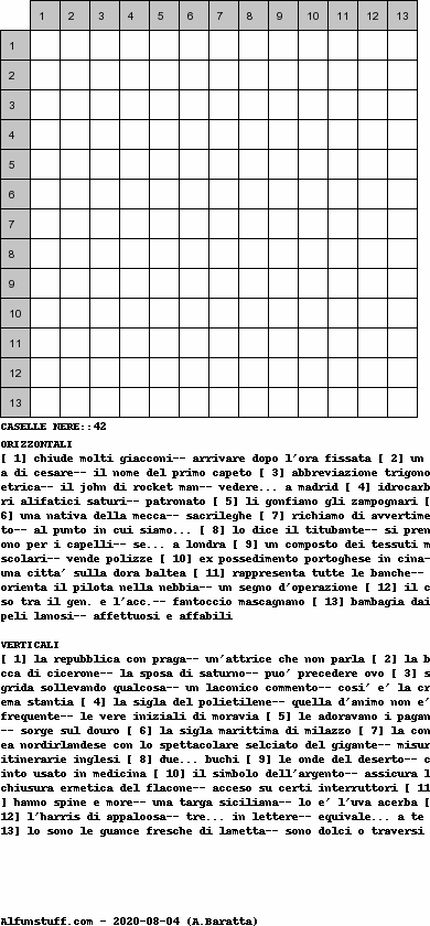 Cruciverba senza schema schema 19