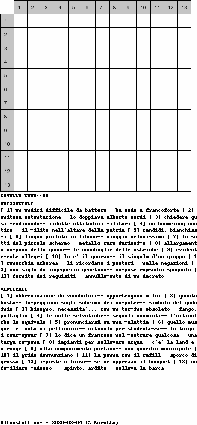 Cruciverba senza schema schema 20