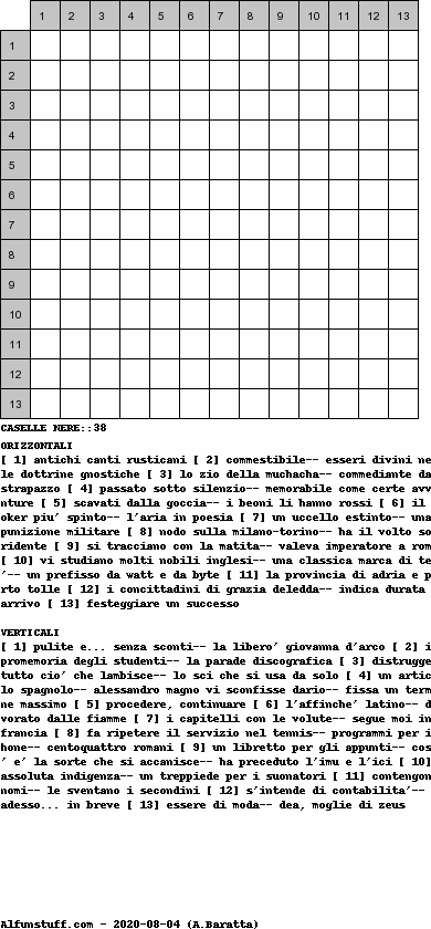 Cruciverba senza schema schema 21