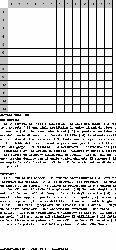 Cruciverba senza schema schema 22