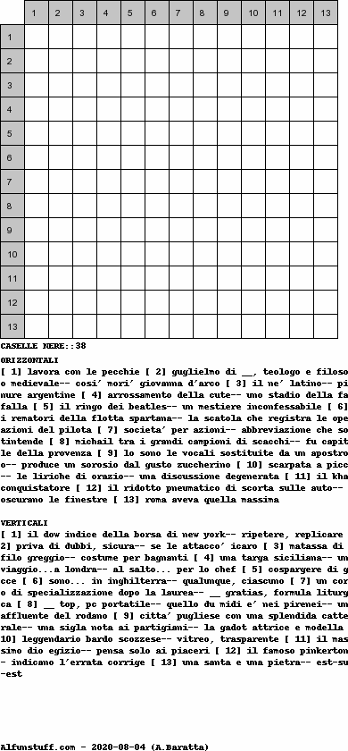 Cruciverba senza schema schema 24