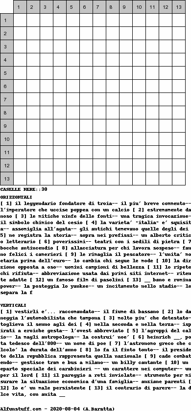 Cruciverba senza schema schema 25