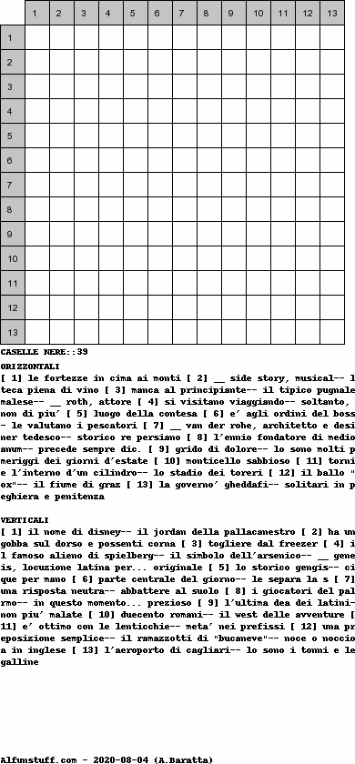 Cruciverba senza schema schema 26