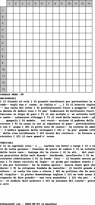 Cruciverba senza schema schema 30