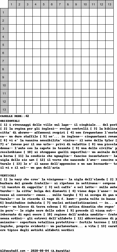 Cruciverba senza schema schema 31