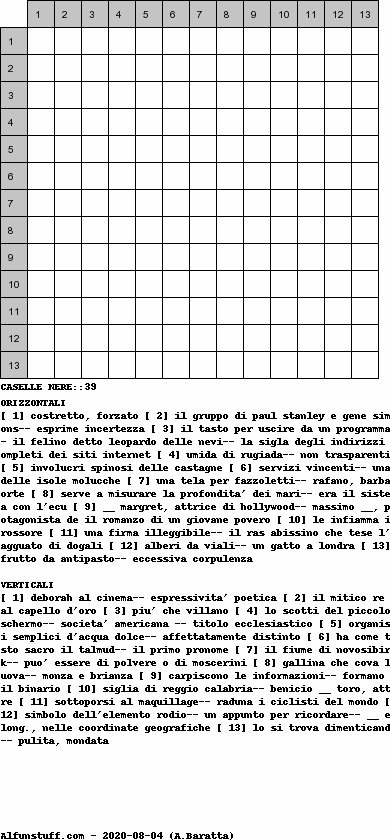 Cruciverba senza schema schema 33