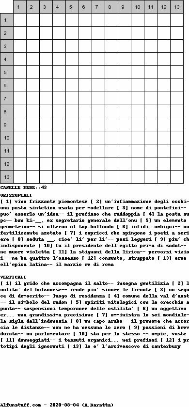 Cruciverba senza schema schema 36