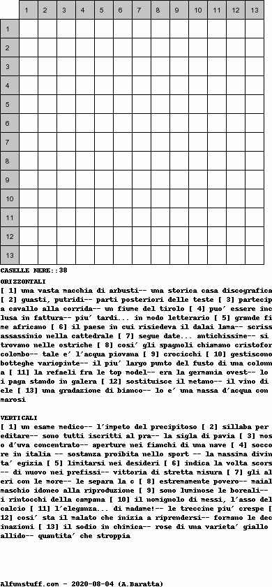 Cruciverba senza schema schema 37