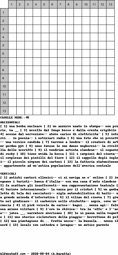 Cruciverba senza schema schema 39