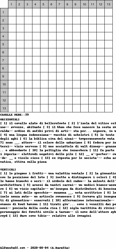Cruciverba senza schema schema 40
