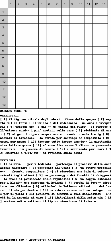 Cruciverba senza schema schema 42