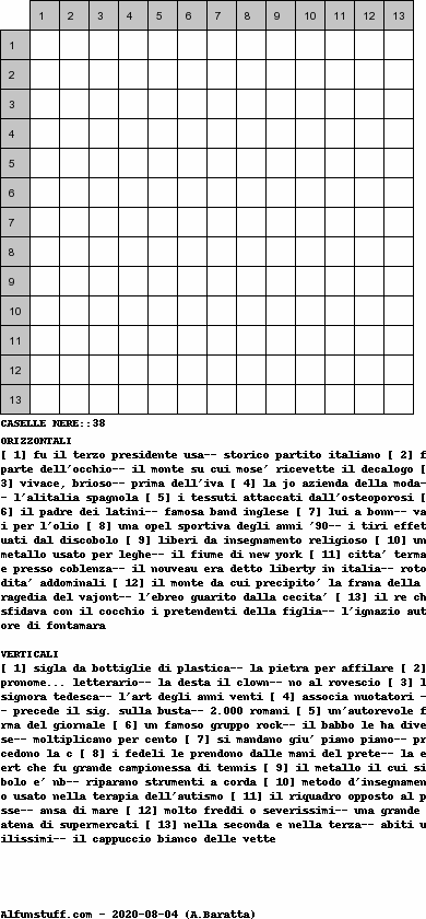 Cruciverba senza schema schema 43