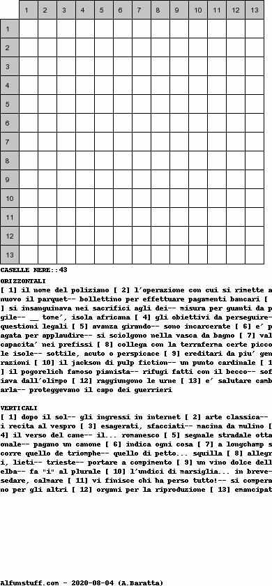Cruciverba senza schema schema 44