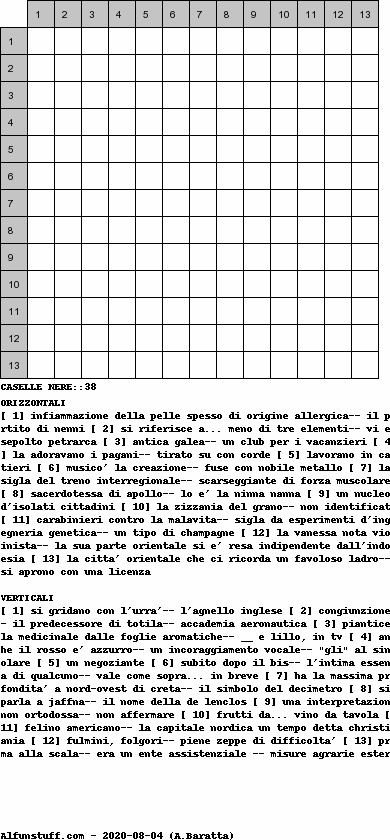 Cruciverba senza schema schema 45
