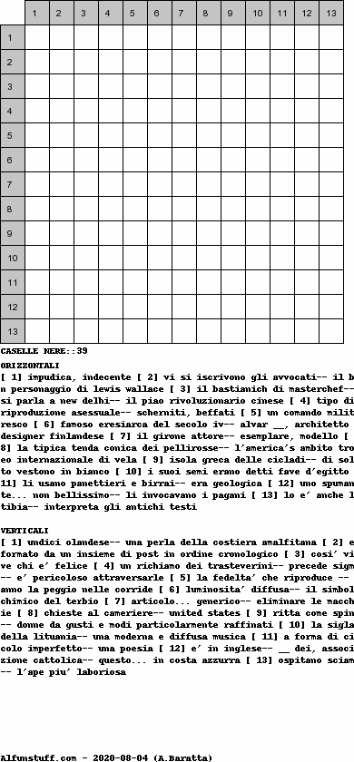 Cruciverba senza schema schema 46