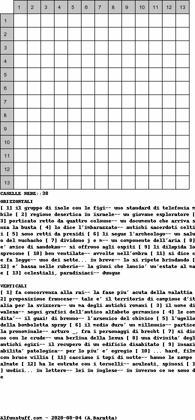 Cruciverba senza schema schema 47