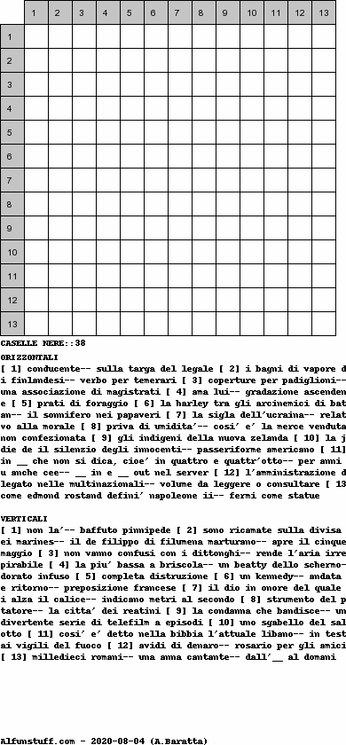Cruciverba senza schema schema 48