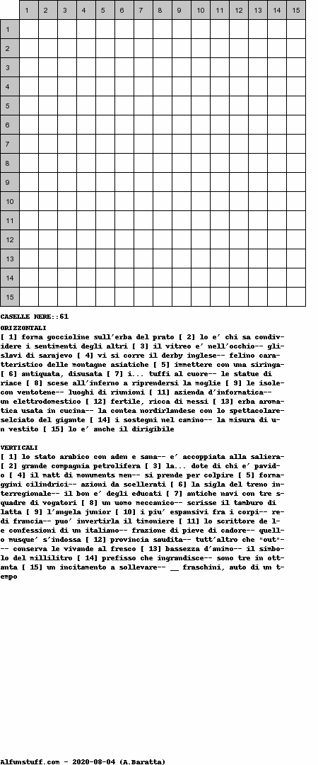 Cruciverba senza schema schema 1