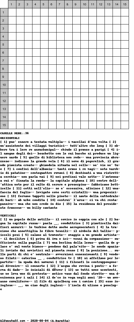 Cruciverba senza schema schema 5