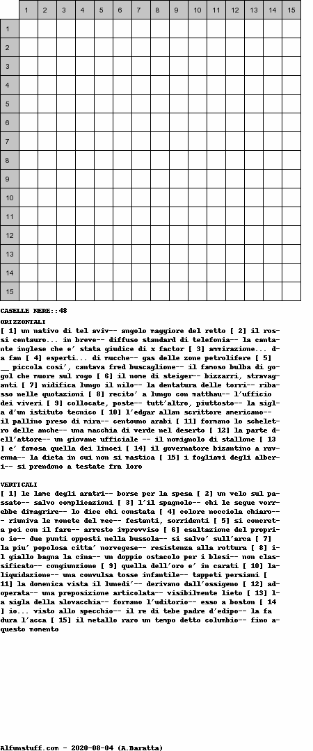 Cruciverba senza schema schema 6