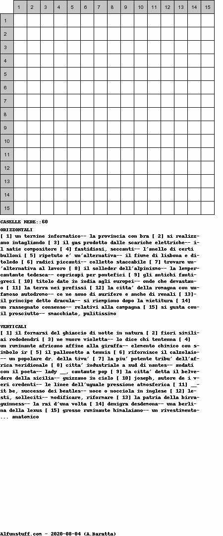 Cruciverba senza schema schema 8