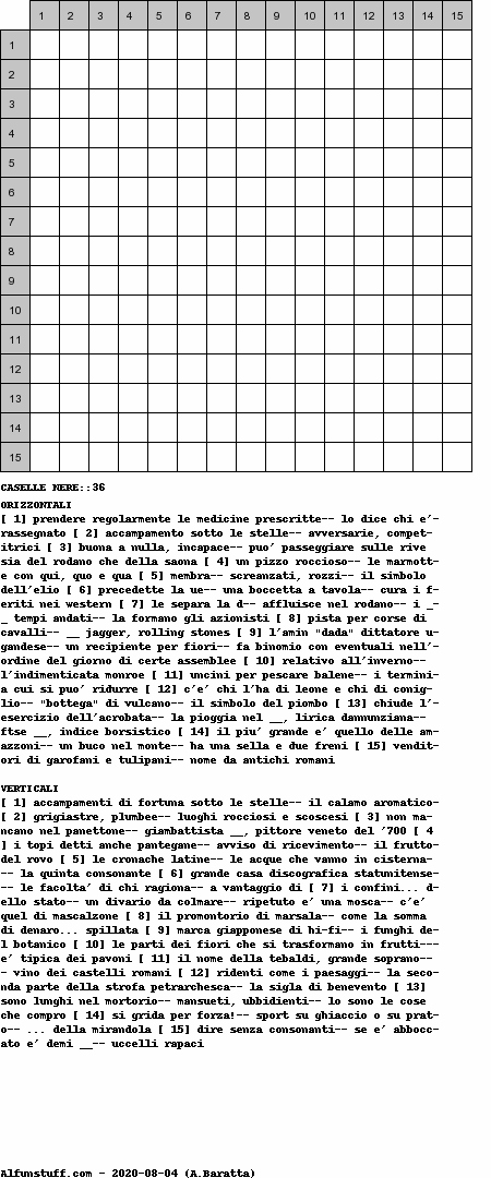 Cruciverba senza schema schema 10
