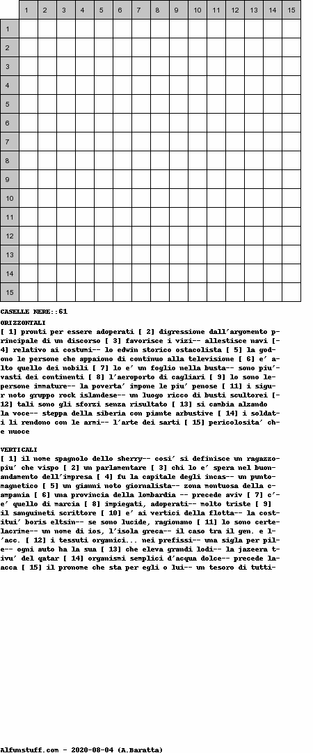 Cruciverba senza schema schema 11