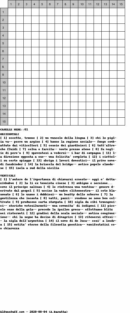 Cruciverba senza schema schema 12