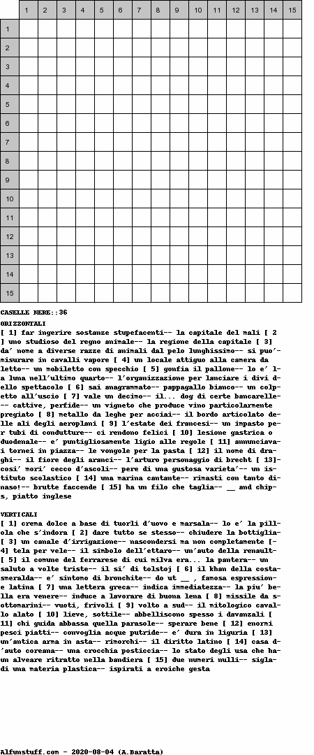 Cruciverba senza schema schema 14