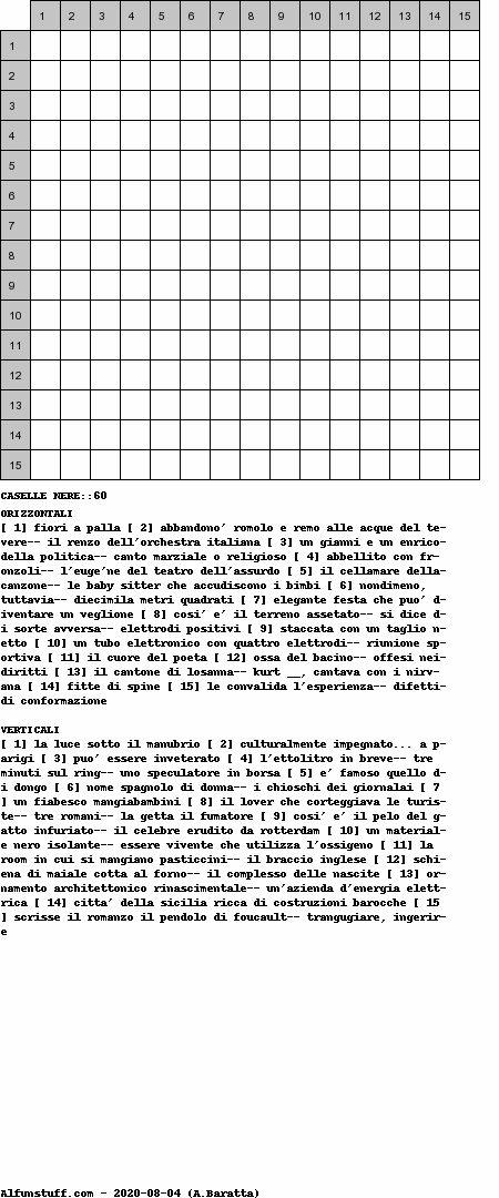 Cruciverba senza schema schema 16