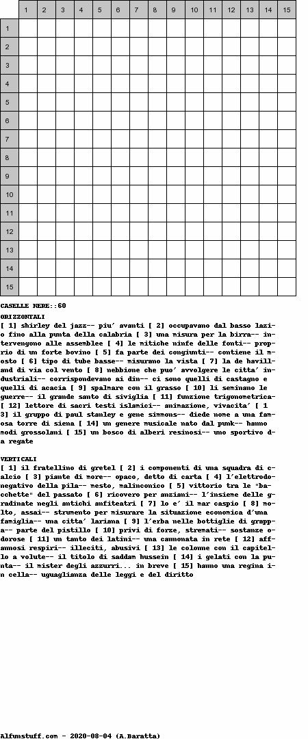 Cruciverba senza schema schema 19