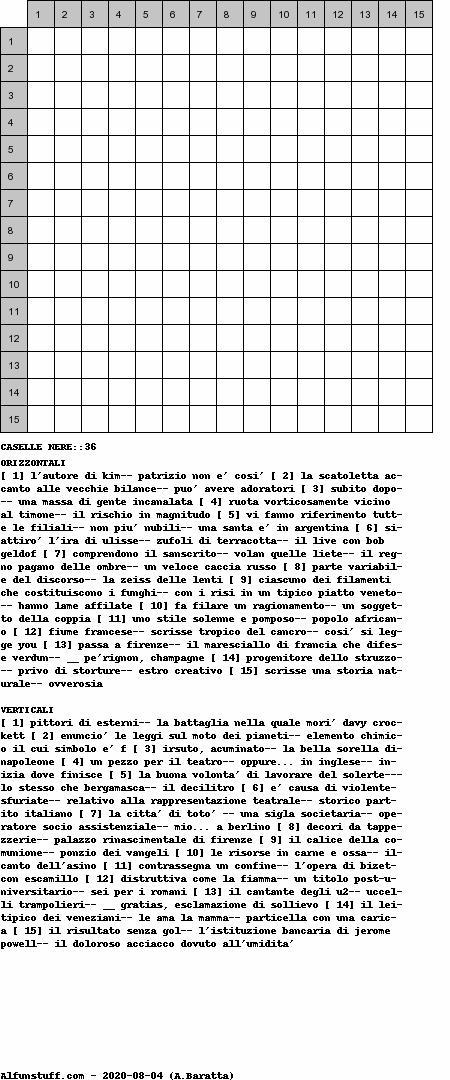 Cruciverba senza schema schema 20